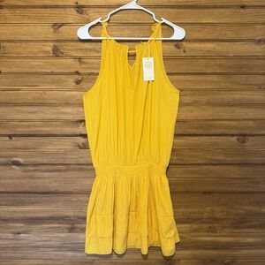 Ramy Brook Mackie Halter Blouson Dress Womens Size‎ Medium Yellow Strap NEW $425